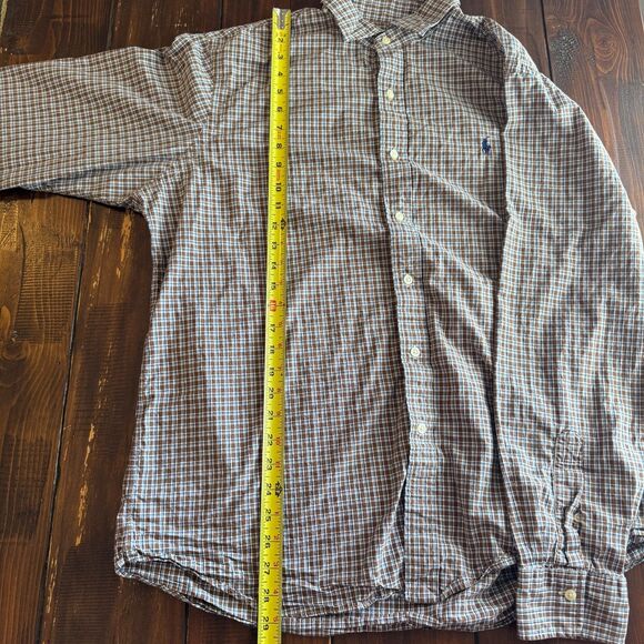 Polo Ralph Lauren Brown Blue Plaid 100% Cotton Button Down Shirt Size XL EUC - Picture 5 of 5